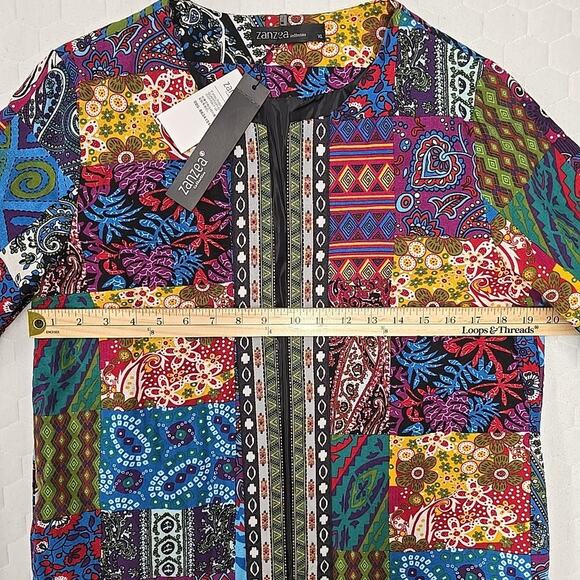Zanzea Womens Open Front Blazer Sz XL Ethnic, Patchwork Print, Boho, Art To Wear - Picture 6 of 11